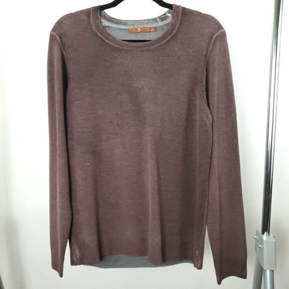 Men's 7 For All Mankind 100% Wool Distressed/Burnout Effect Fine Knit Sweater S